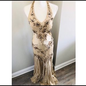 Cache halter beaded gown